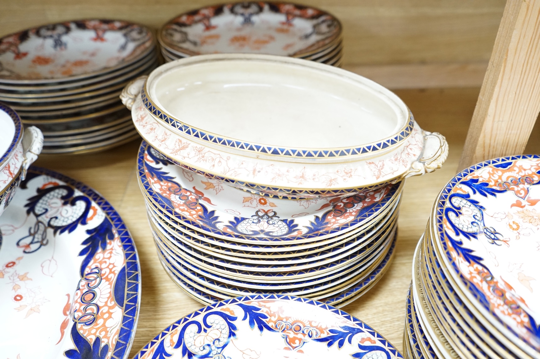 A large Victorian Royal Crown Derby pottery dinner service